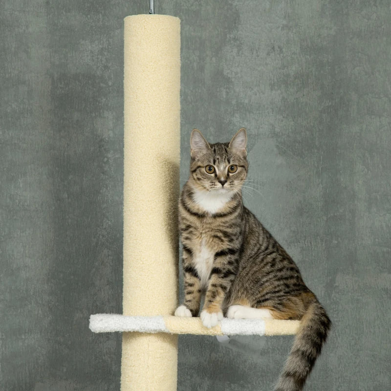 Adjustable 4-Tier Cat Tree Tower with Sisal Posts, Plush Cover - Yellow, White, Blue