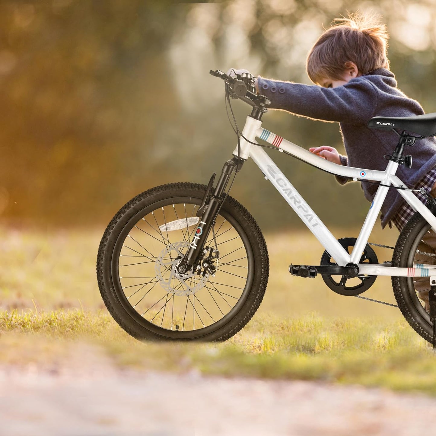 20-Inch Kids' Mountain Bike - 7 Speed, Front Suspension, White