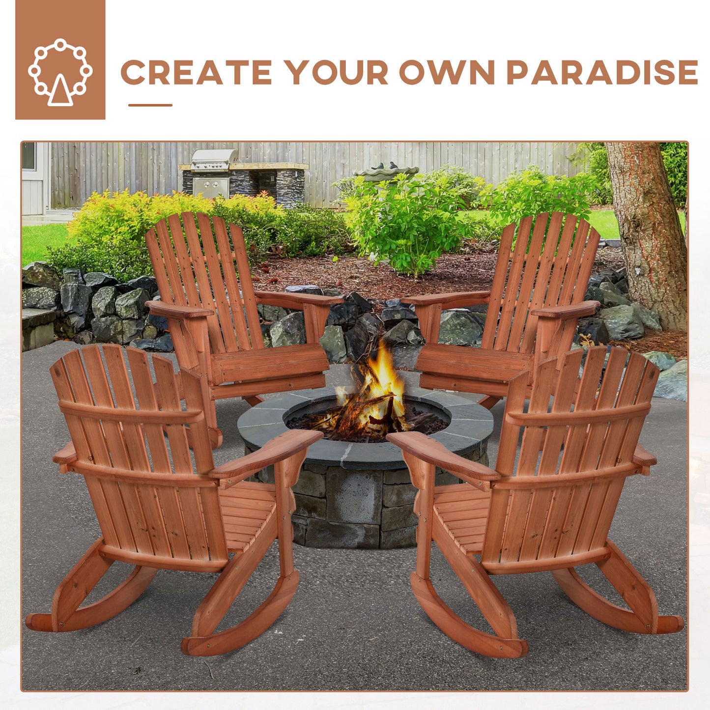 Teak Adirondack Rocking Chair - Ergonomic Design for Porch & Patio