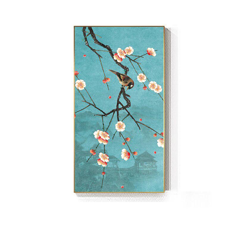 Cherry Blossom Green Canvas Wall Art 50x90cm Frameless Home Decor
