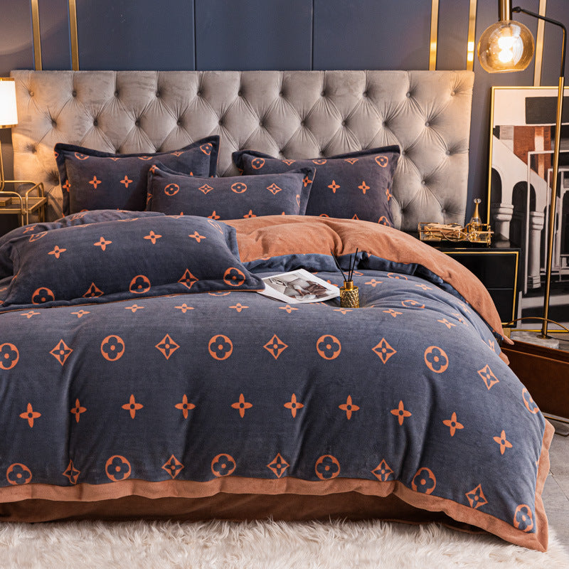 Nordic Thick Velvet Bed Sheet Set - Double-Sided Warm & Cozy Bedding