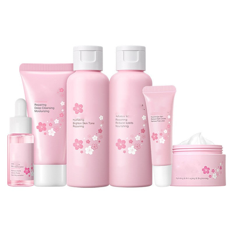 Cherry Blossom Skin Care Set - 6-Piece Facial Cleansing Kit for All Skin Types