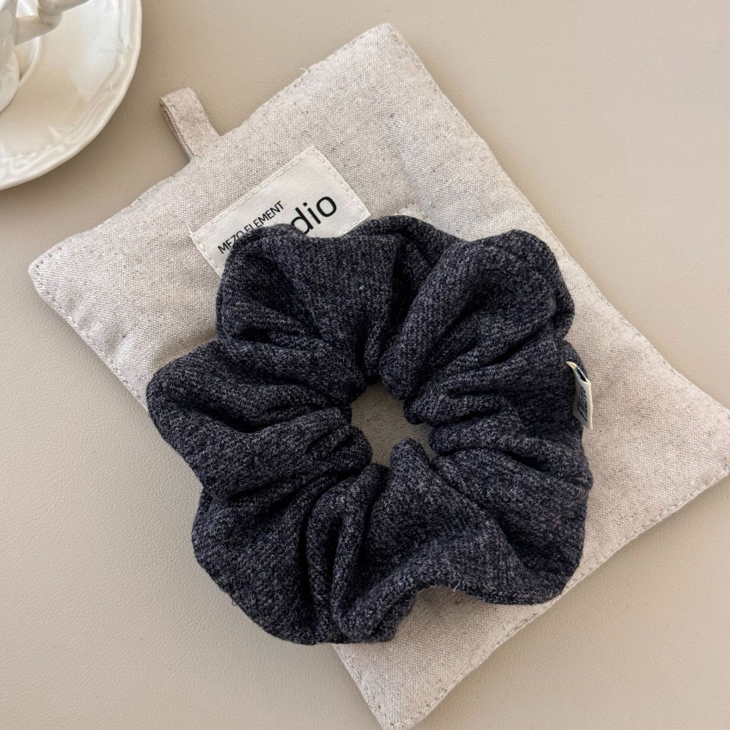 Korean Style Plush Hair Band for Women - Oat Gray Texture Woolen Hair Accessory
