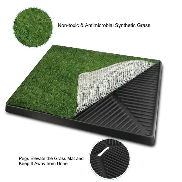 Indoor Dog Potty Grass Pad with 3-Layer Relief System - Reusable Pet Toilet