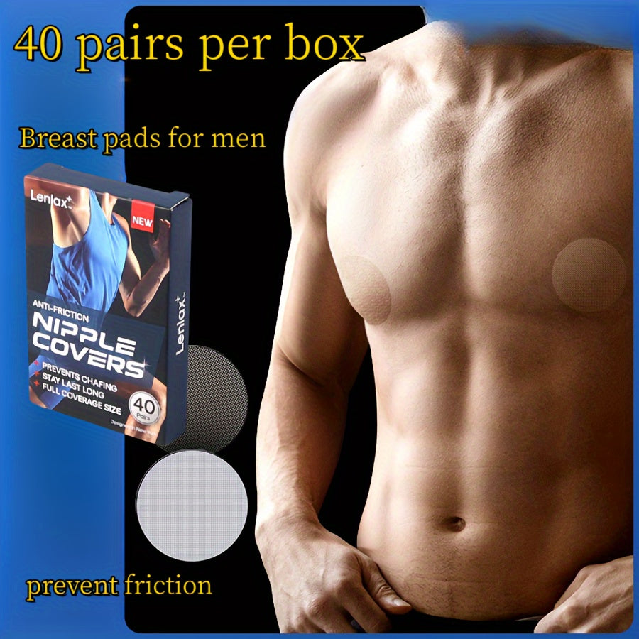 Anti-Chafing Men's Nipple Covers - Waterproof Adhesive Guards, 40 Pairs