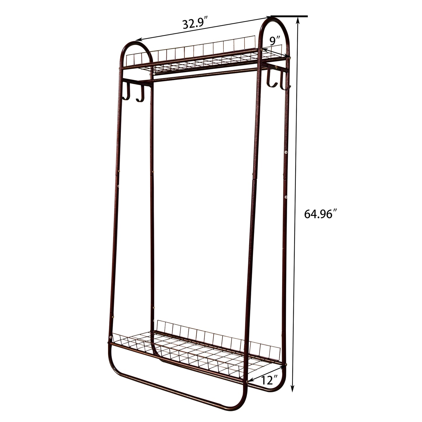 Heavy Duty Freestanding Clothing Rack with Double Shelves - Brown