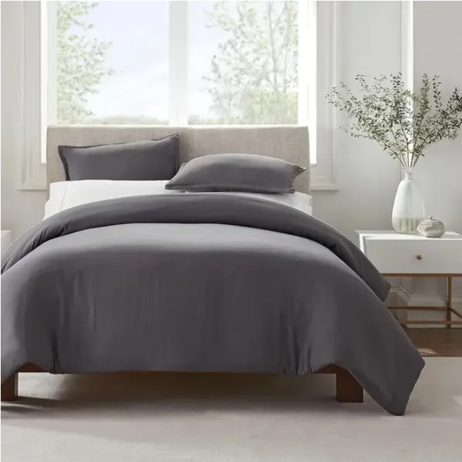 Queen Pleated Duvet Cover - Serta Simply Clean Collection