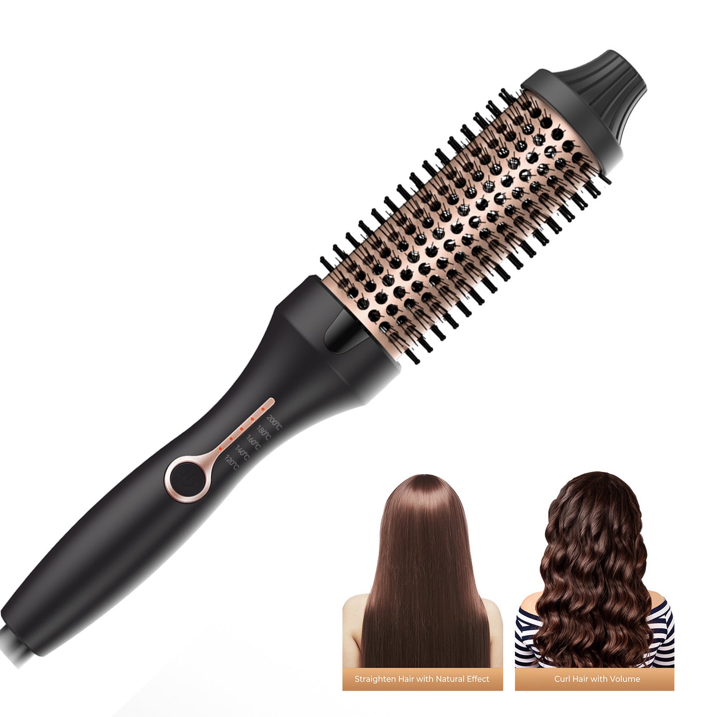 3-in-1 Hot Air Styling Brush - 38mm Ceramic Thermal Curling & Straightener