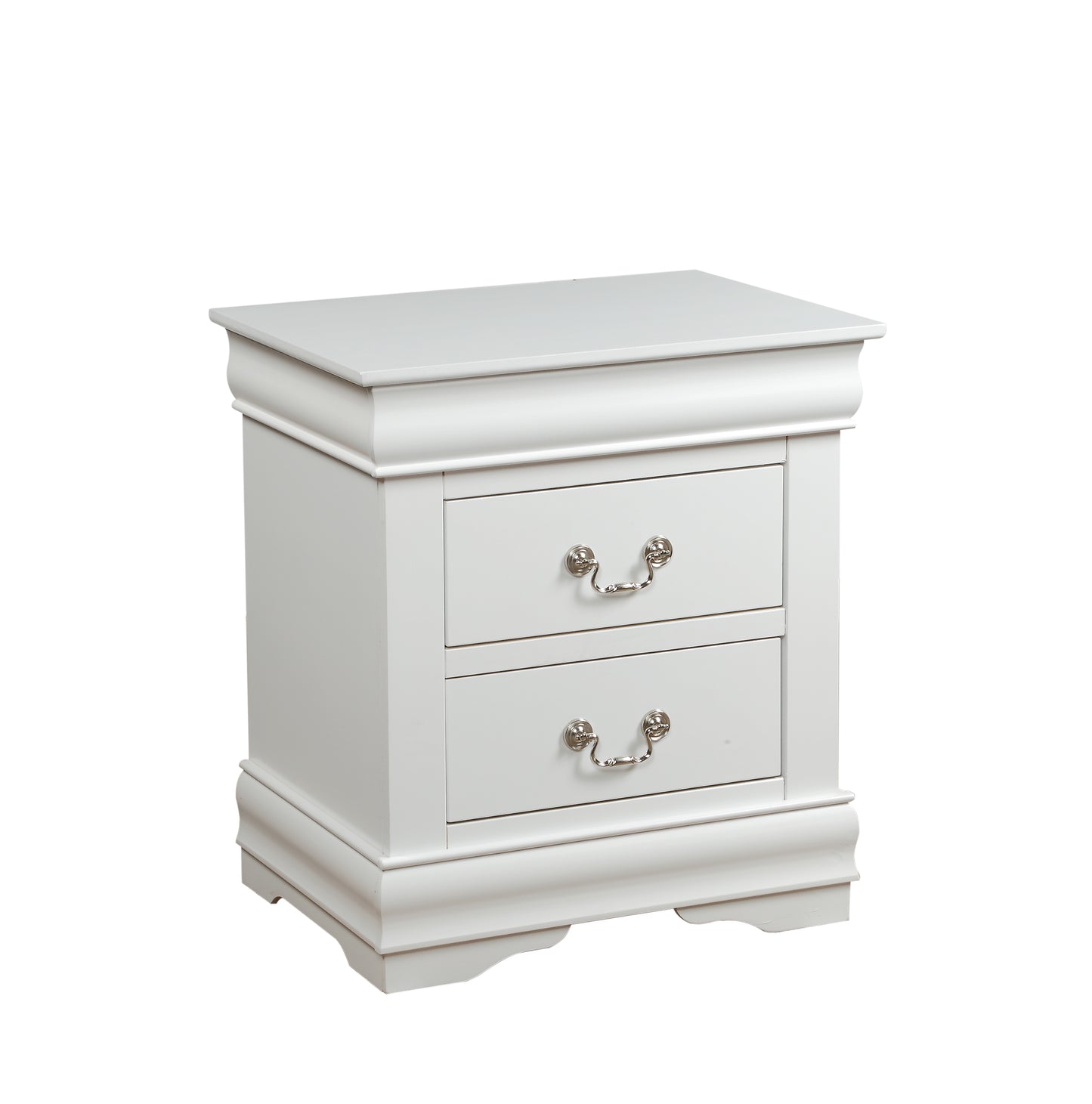 White Finish Nightstand with 2 Drawers - Modern Design