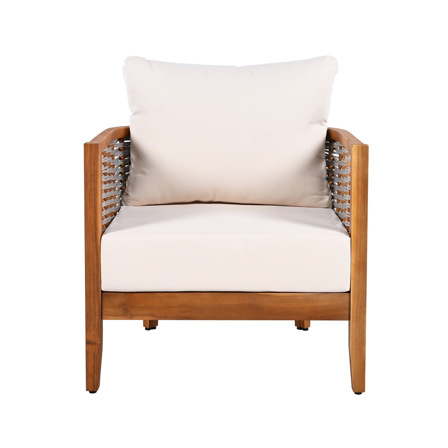 Outdoor Unique Tub Design Armchair With Woven Rope, Patio Furniture