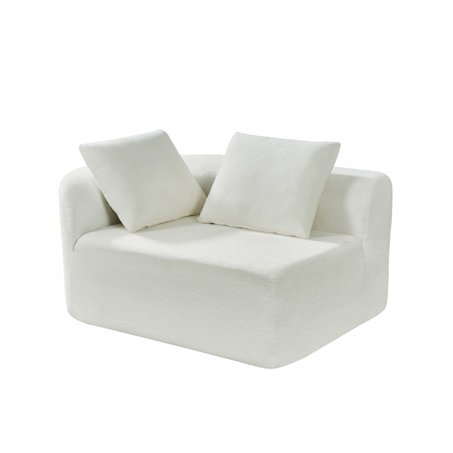 116" Modern Curved Sectional Sofa - Beige Upholstery, 2-Piece Set
