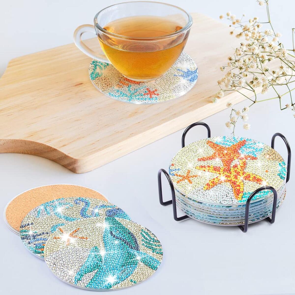 16-Piece Rhinestone Diamond Coaster Set