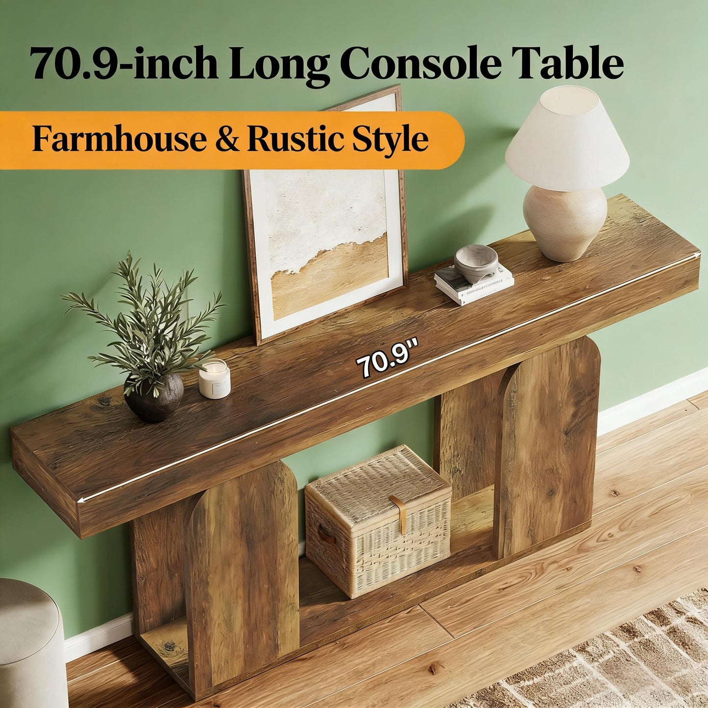 Rustic Brown Console Table - Versatile Hallway & Sofa Table