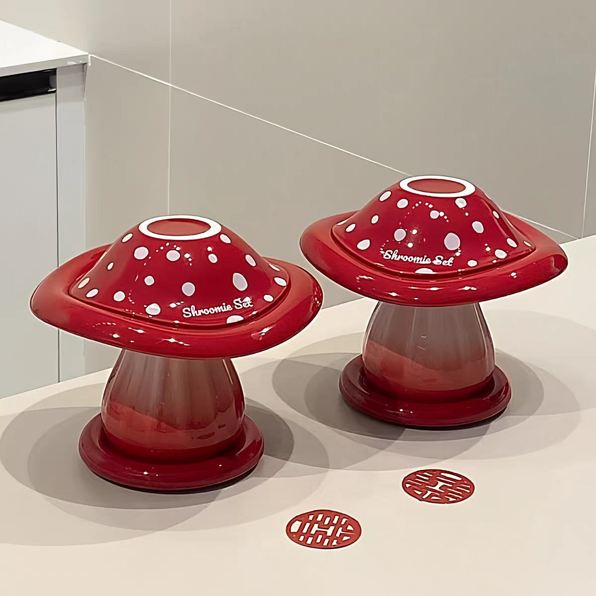 Large Capacity Mushroom Style Ceramic Bowl Set for Kitchen & Dining