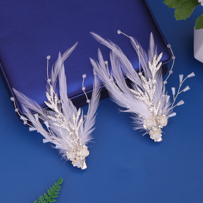 Feather Pearl Hairpin Hair Clip - White
