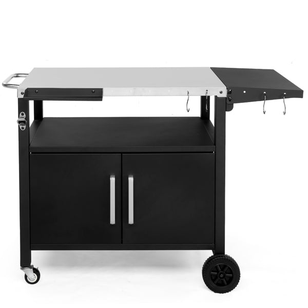 Outdoor Grill Cart with Storage and Wheels - Movable Kitchen Island for BBQ and Patio Dining