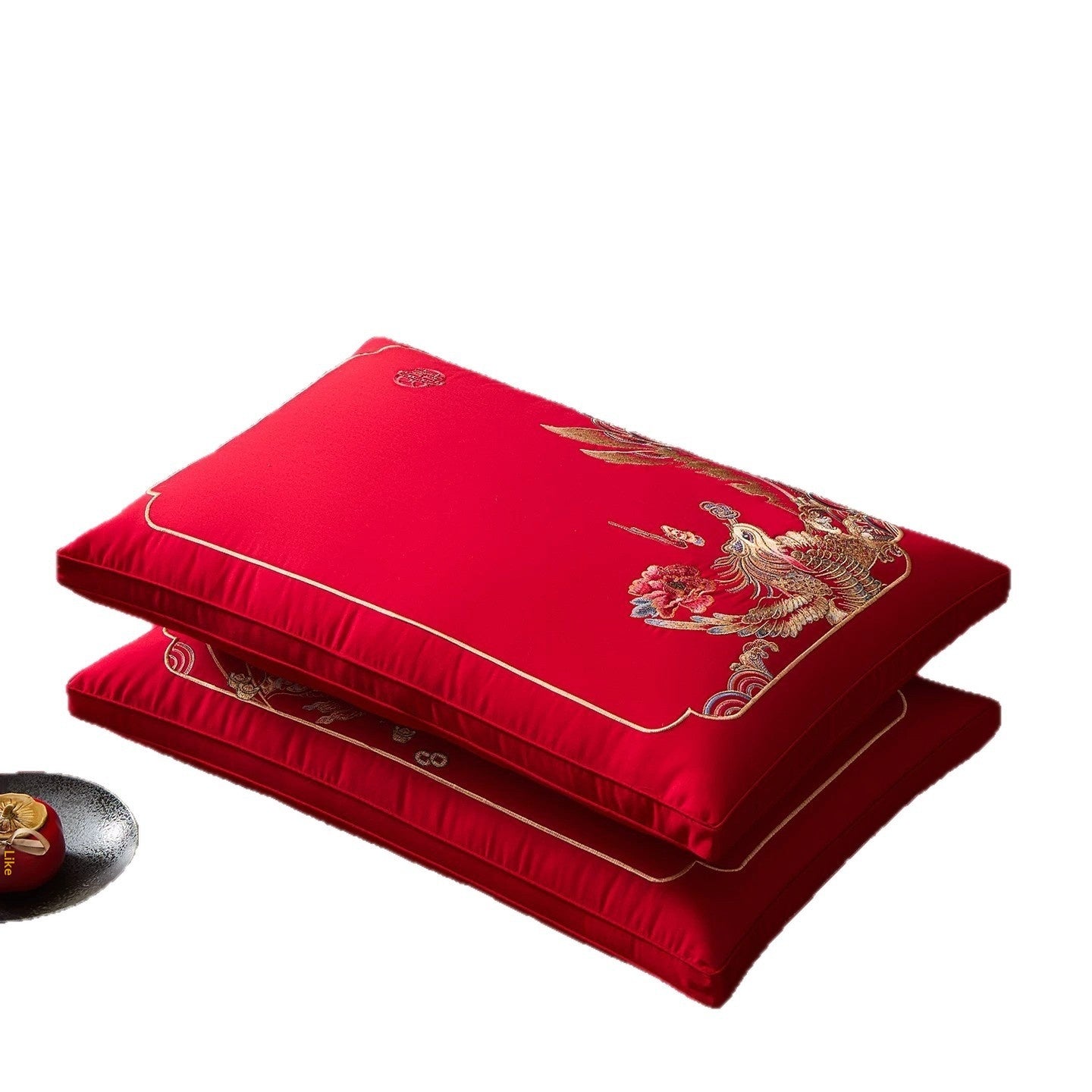 Red Wedding Pillow Set - 48x74cm Two-Person Decorative Pillows for Special Occasions