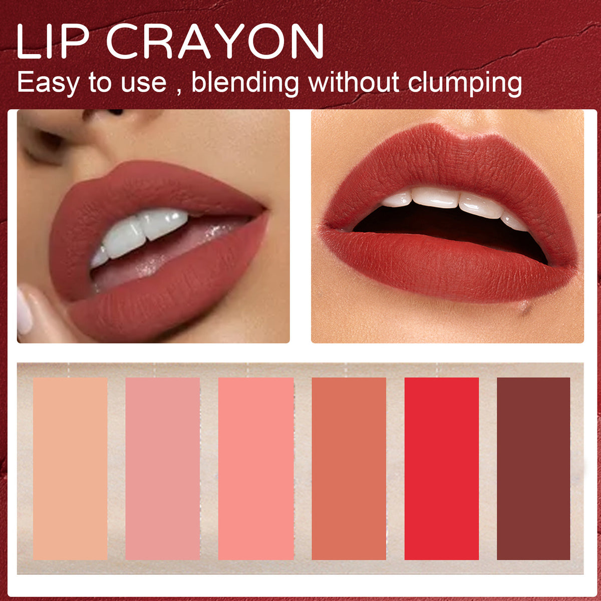 Matte Lip Liner Set - 6 Colors for Natural Lip Outline