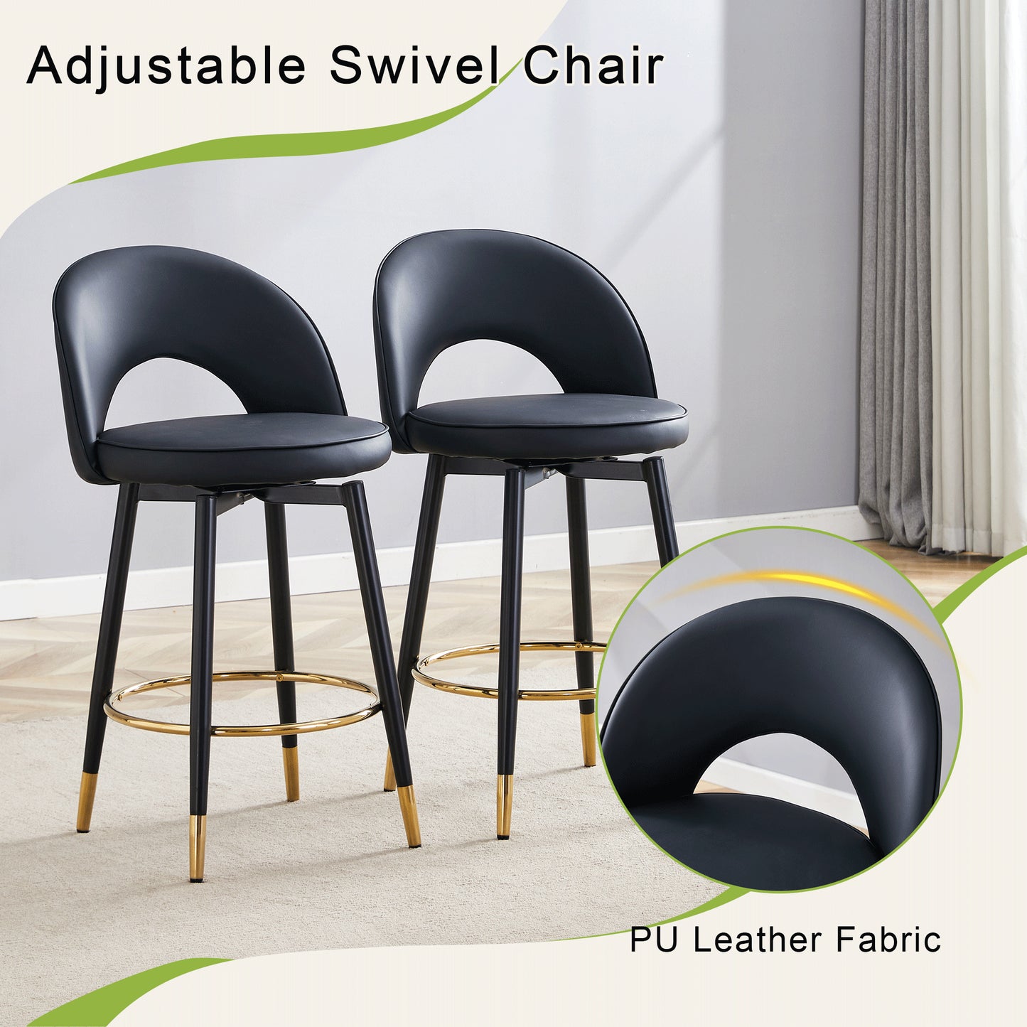 360 Rotatable Bar Chair.Modern PU Comfortable Upholstered Chair With