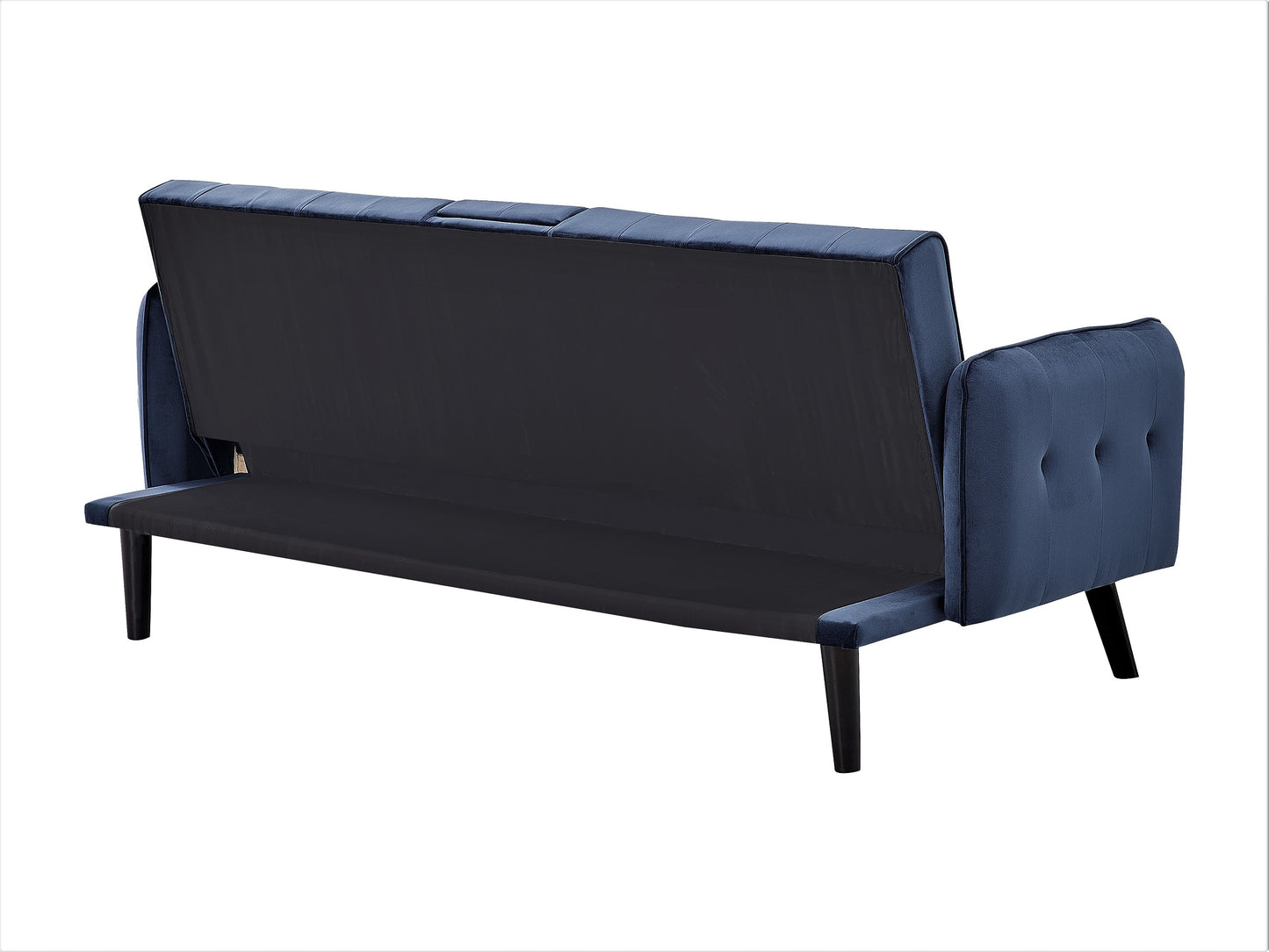 72 Velvet Convertible Sofa Bed With Cup Holders, Tufted Folding Futon