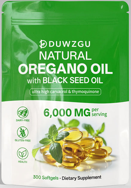 Oregano Oil Softgels with Black Seed Oil - Natural Immune Support Supplement