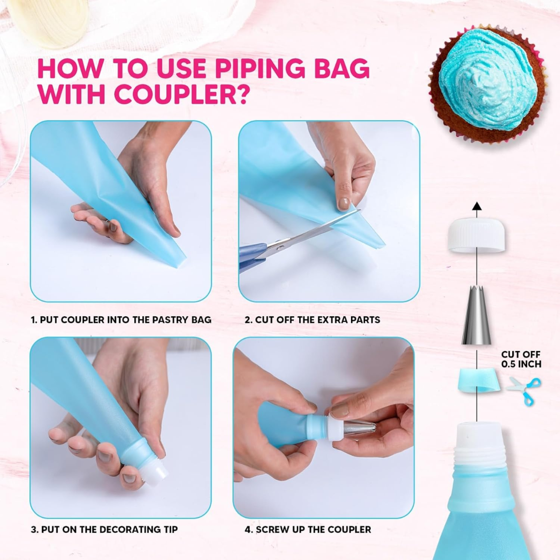 Piping Bags and Tips Set - 124 Pcs Cake Decorating Kit