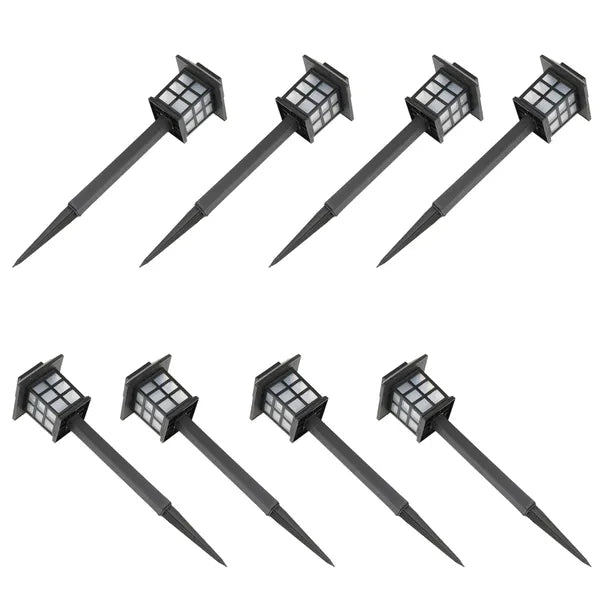 8-Pack White LED Solar Lanterns for Garden Pathway Lighting