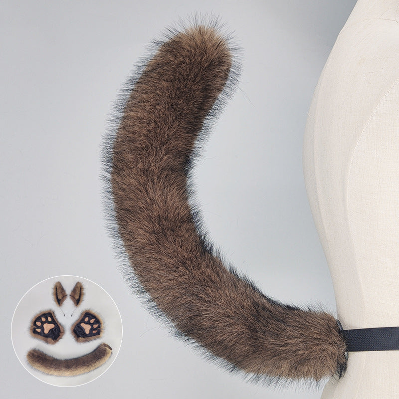 Halloween Werewolf Mascot Costume Props with Plush Ear Headband and Tail