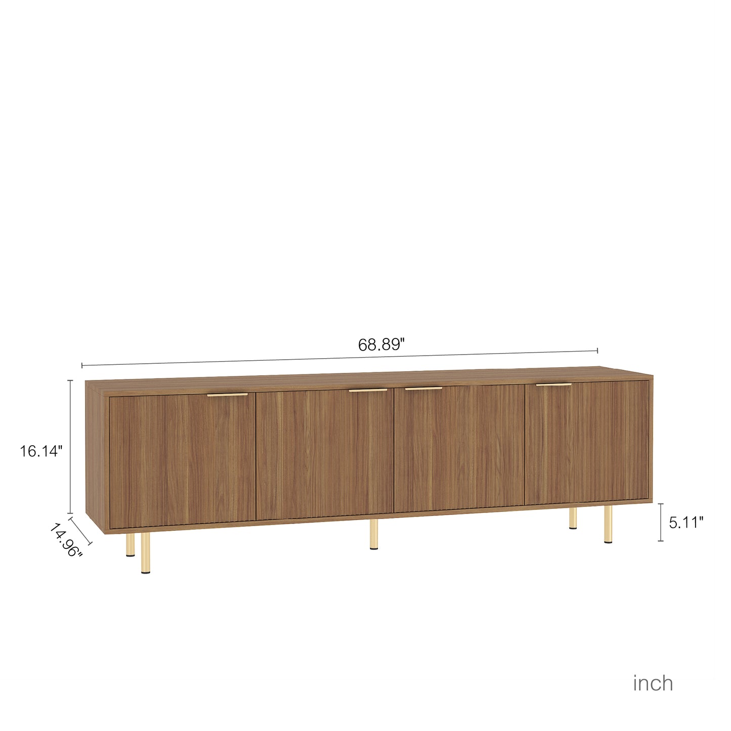 Wood Modern TV Stand with Storage Doors - 68" Entertainment Center