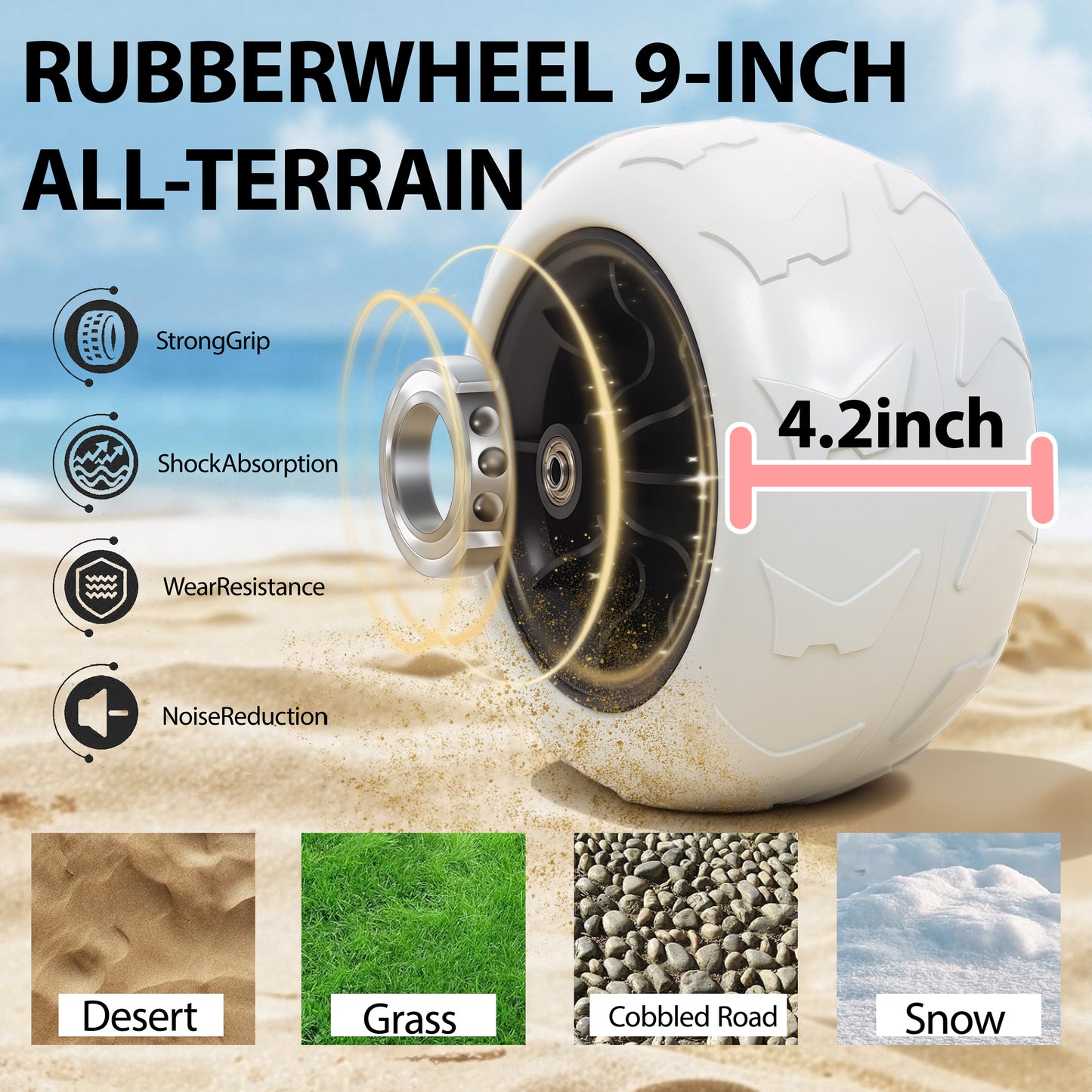 All-Terrain Beach Wagon with Big Wheels - 500lbs Capacity, Dark Blue