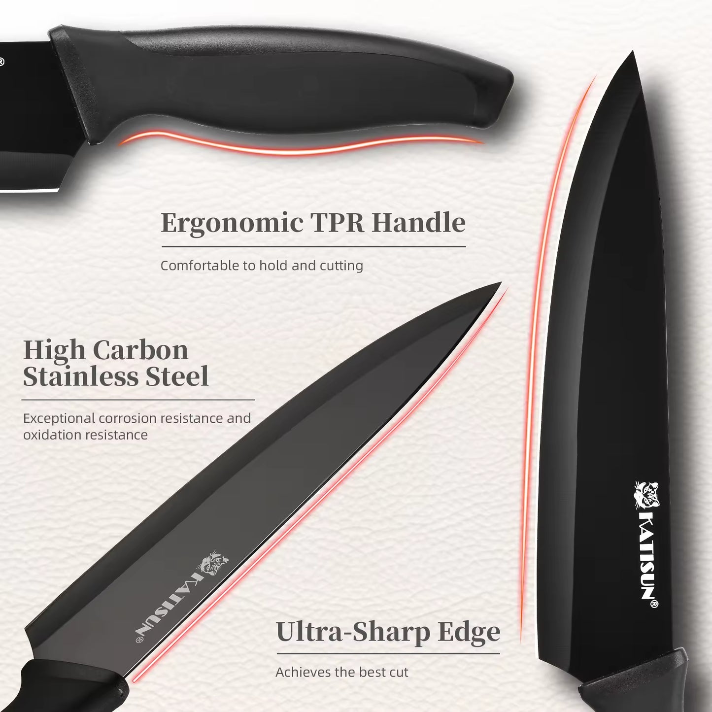 15-Piece High-Carbon Kitchen Knife Set with Ergonomic Handles