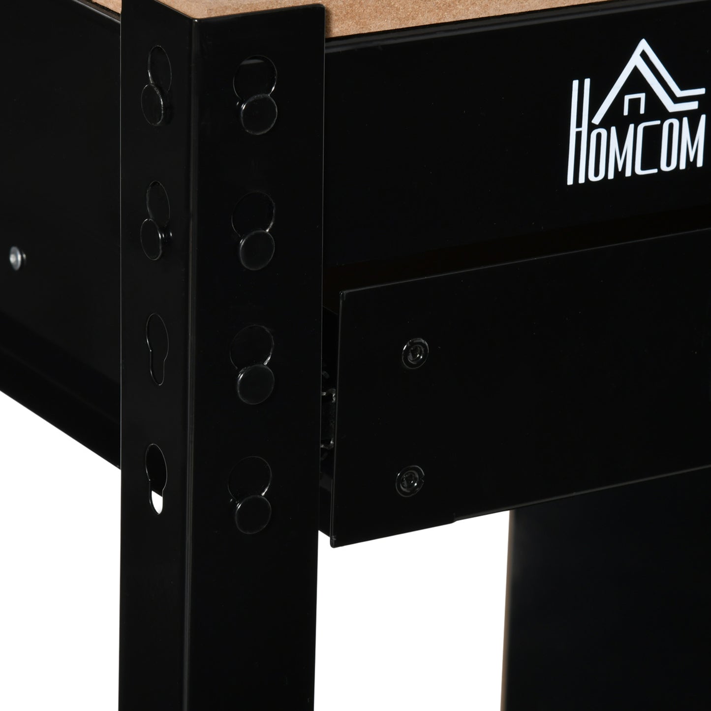 Multipurpose Workshop Workbench with Pegboard Drawer Cabinet Steel Frame Black 1190x580x125mm