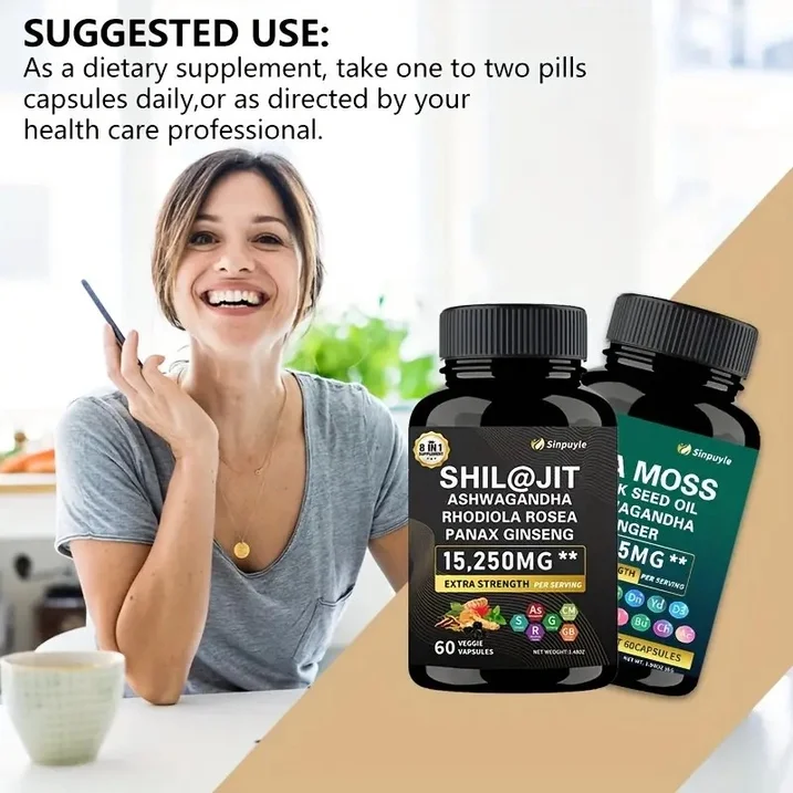 Sea Moss & Shilajit Ashwagandha Supplement Bundle - 120 Capsules Total