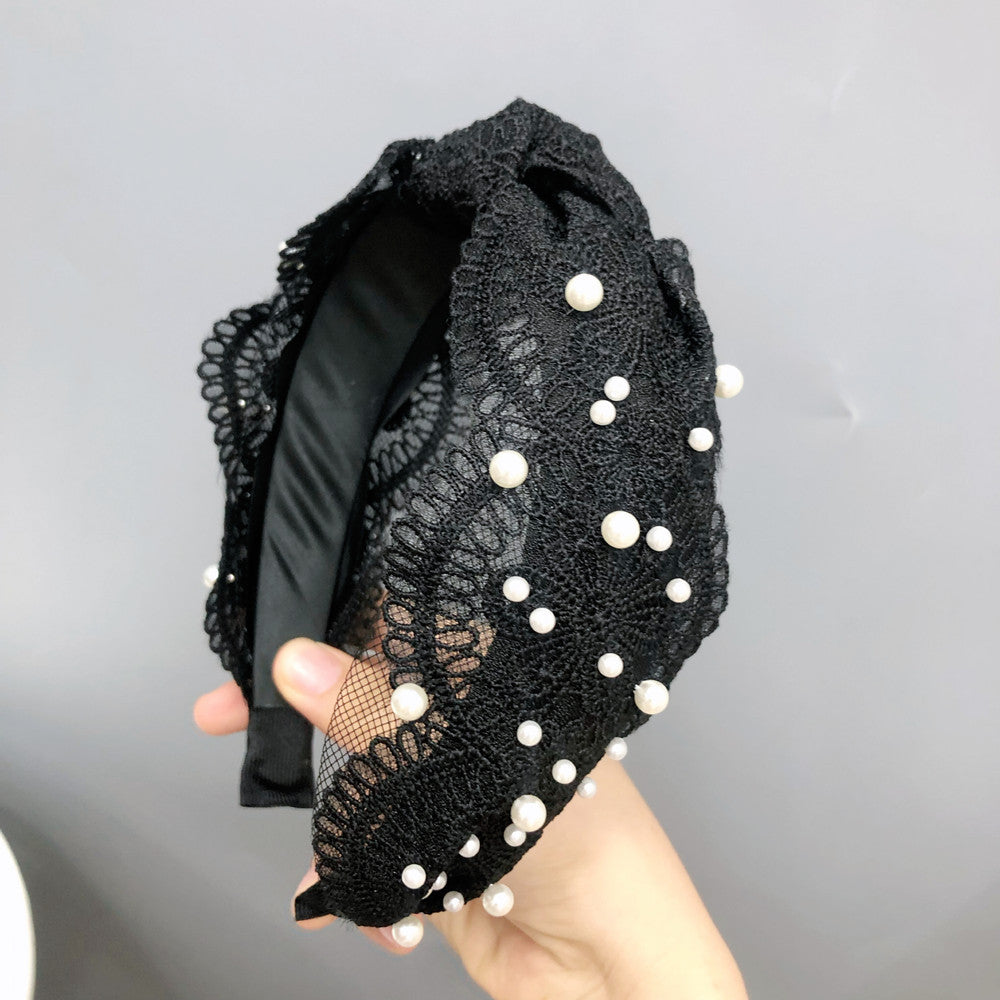 Pearl Lace Knotted Headband for Women