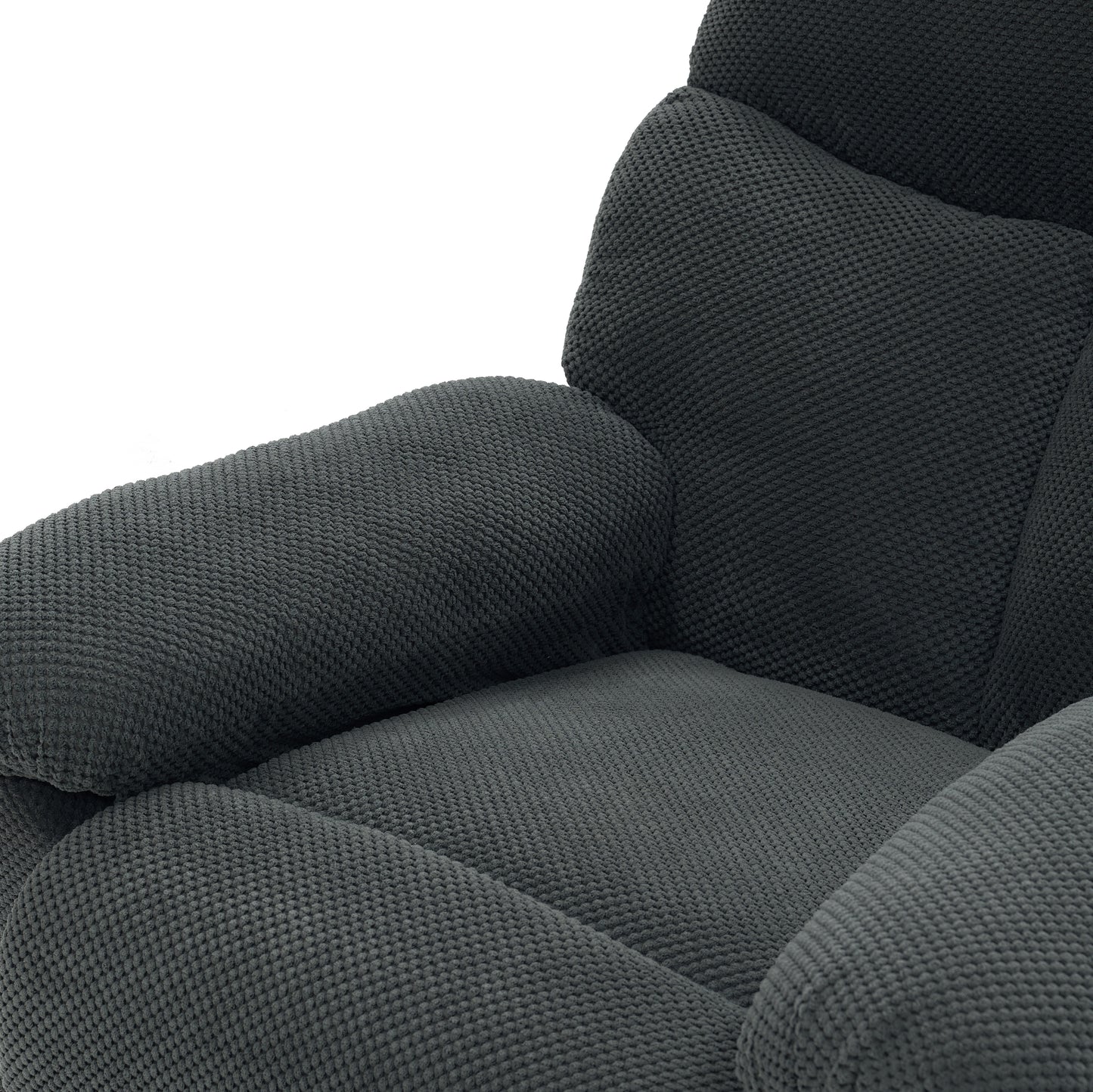 Modern Swivel Rocker Recliner Chair - Dark Gray Fabric Armchair