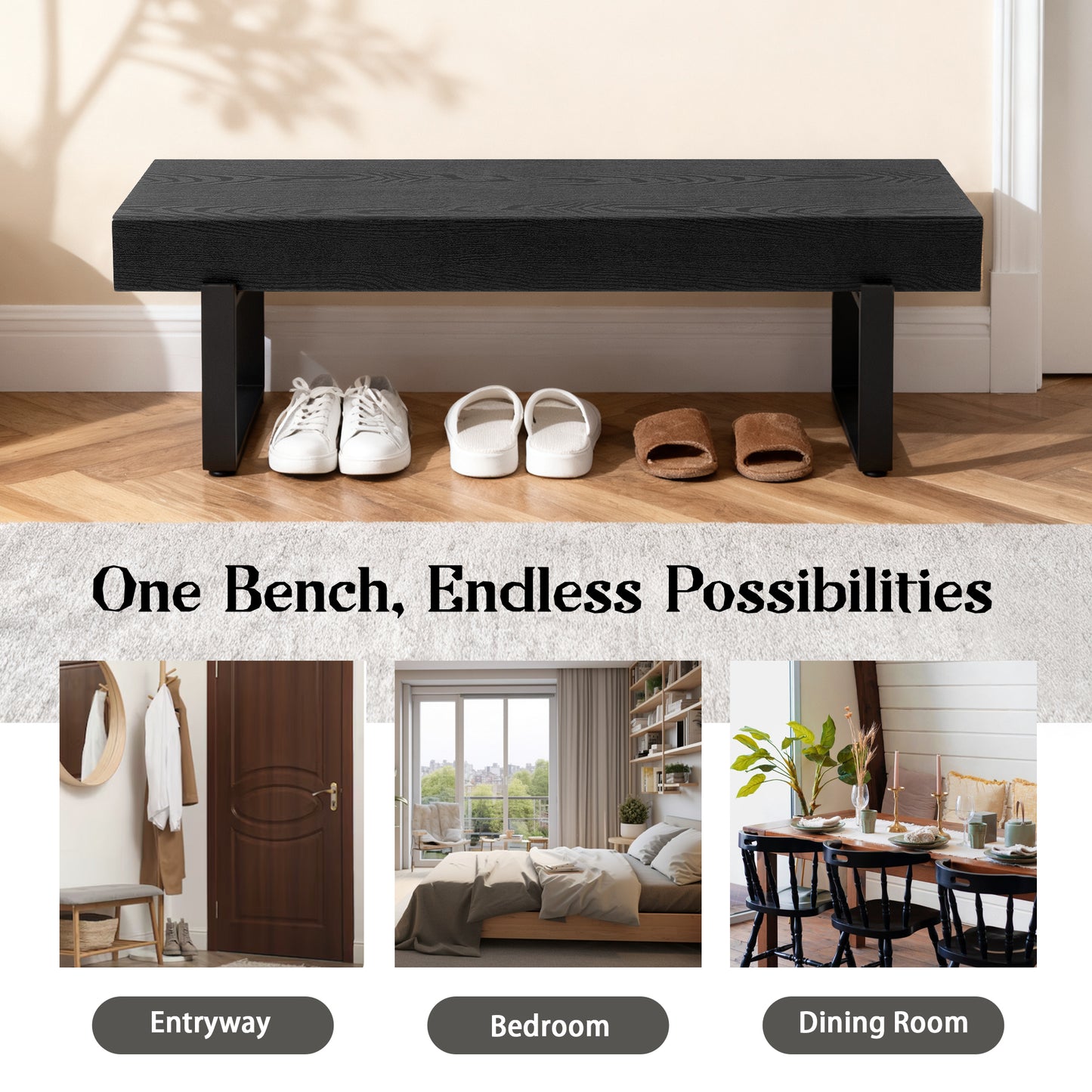 59 Wood Bench For Bedroom End Of Bed, Farmhouse Indoor Kitchen Table