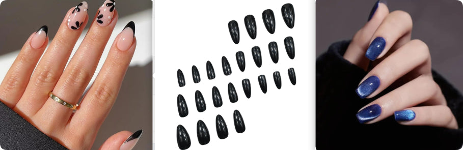 Wearable Nail Tips Set with Flower Designs - Removable Manicure Extensions