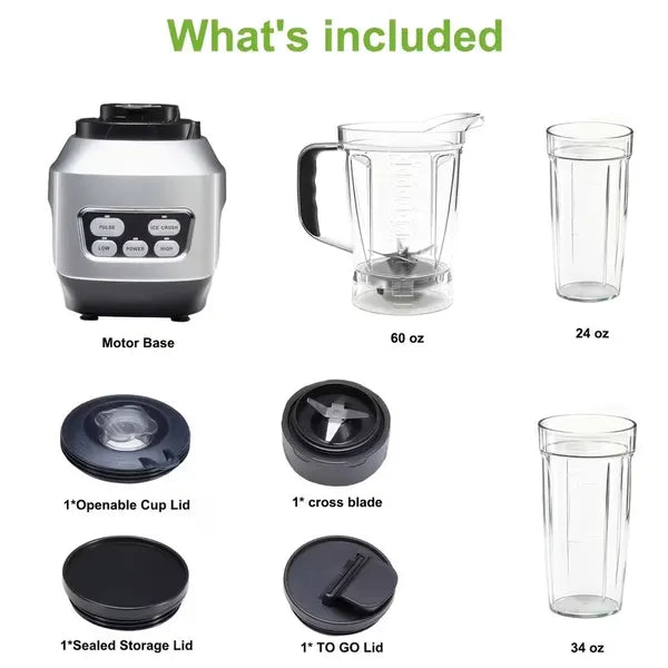 Countertop Blender with 23 34 60oz BPA-Free Cups - Multi-Function Kitchen Smoothie Maker