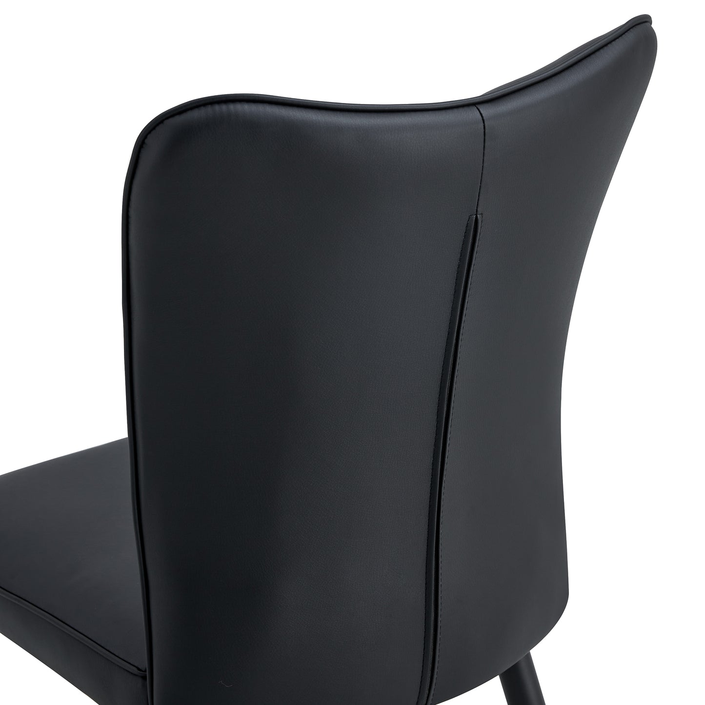 Modern Black PU Chair Set - Six Pieces, The Backrest Has A Vertical
