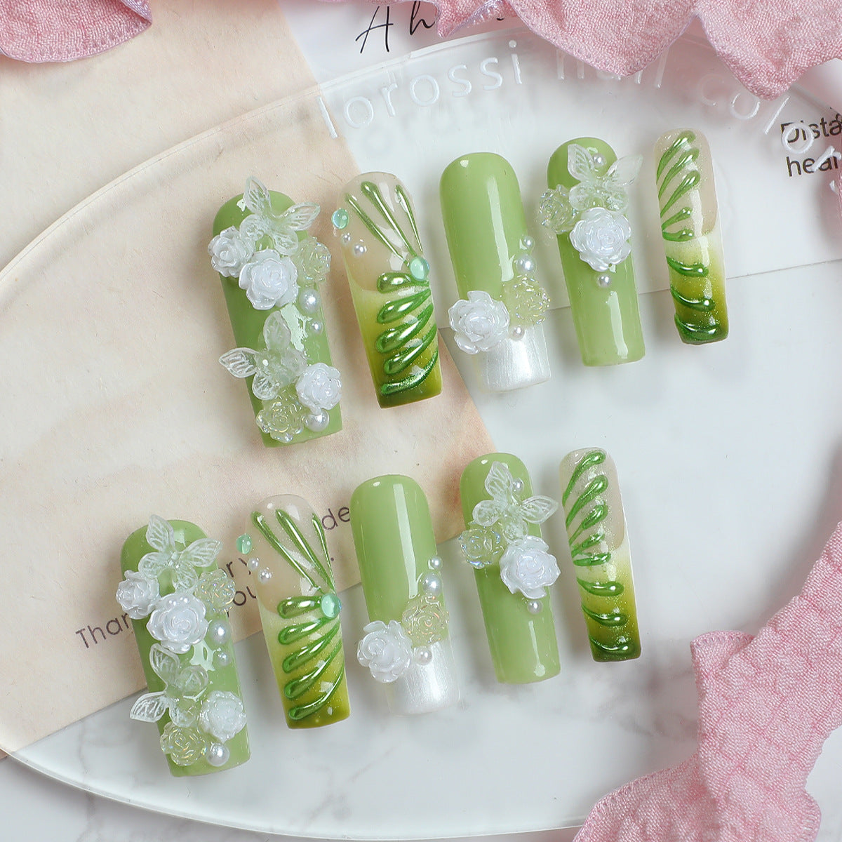 Heavy Industry Heart Shape Nail Art Kit with Diamond and Jelly Glue - Handmade Wear