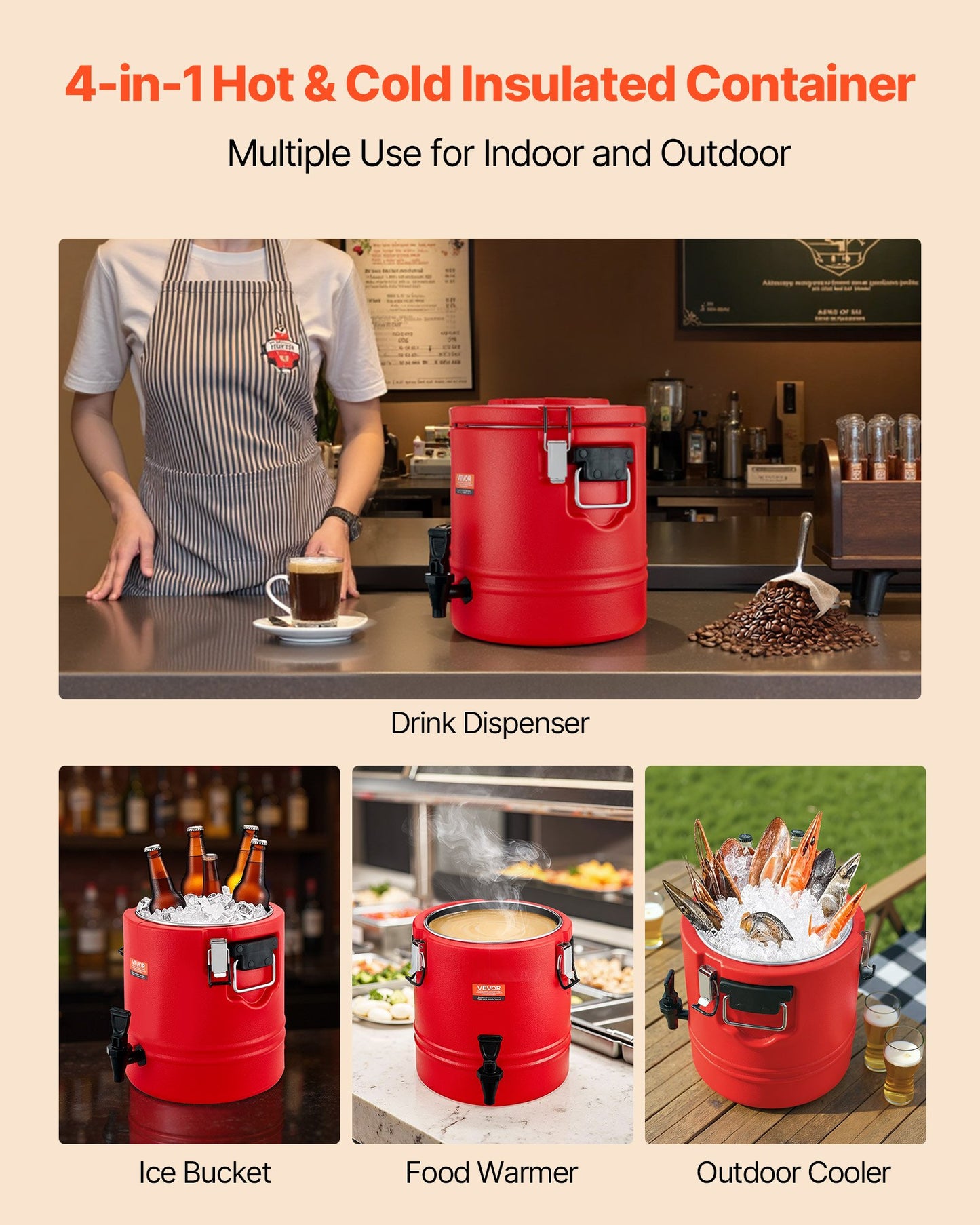 Insulated Beverage Dispenser for Hot & Cold Drinks - 3 Gallon