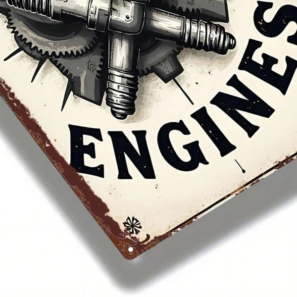 Retro Metal Tin Sign - Gear Spark Plug Design for Home Decor