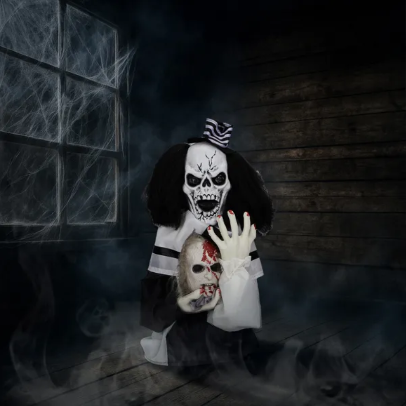 1.8ft Sound-Activated Scary Clown Halloween Decoration
