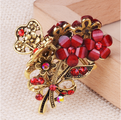 Ponytail Grab Clip Hair Pin Alloy Flower Crystal