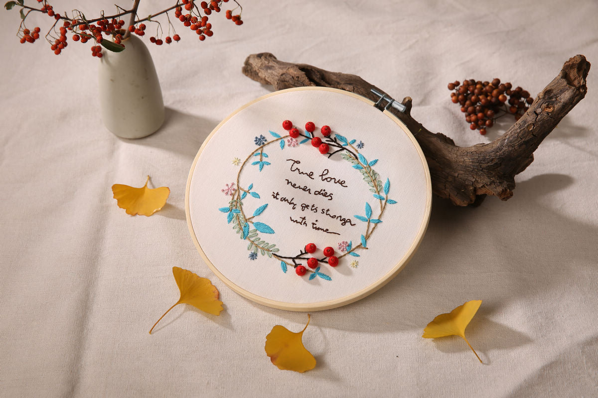 DIY Embroidery Fabric Kit with Flowers and Grass Materials for Cross-Stitch Crafts