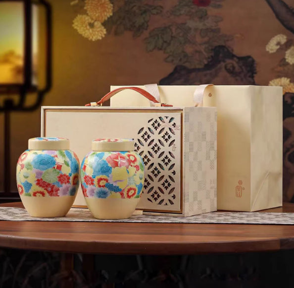 Ceramic Tea Storage Jar Set - Empty Gift Box for Home & Kitchen