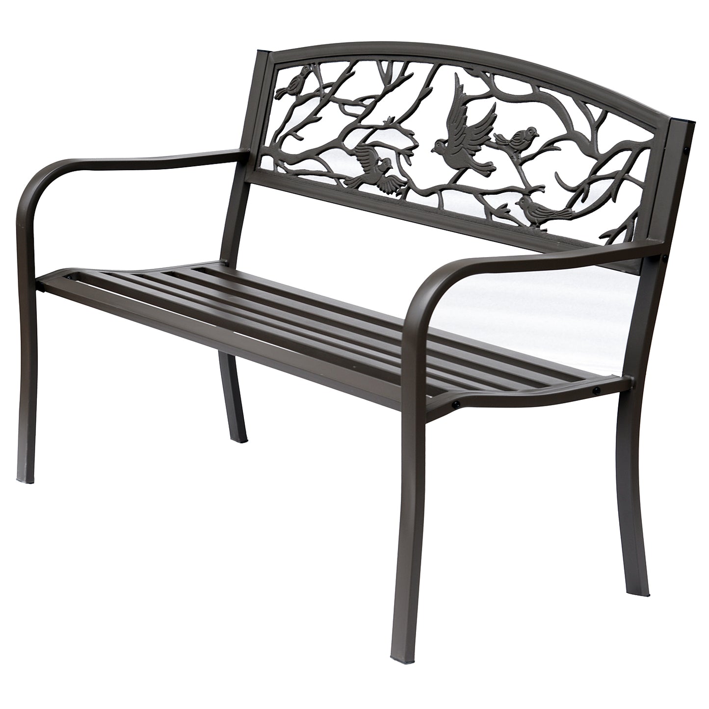 50" Vintage Cast Iron Garden Patio Bench - Brown