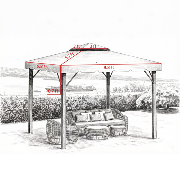 Gazebo Canopy Replacement Roof for 9.7' x 9.7' Gazebos Beige Polyester