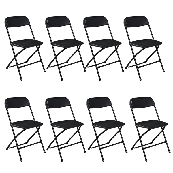 6-Pack Folding Plastic Garden Chairs - Heavy-Duty, Black