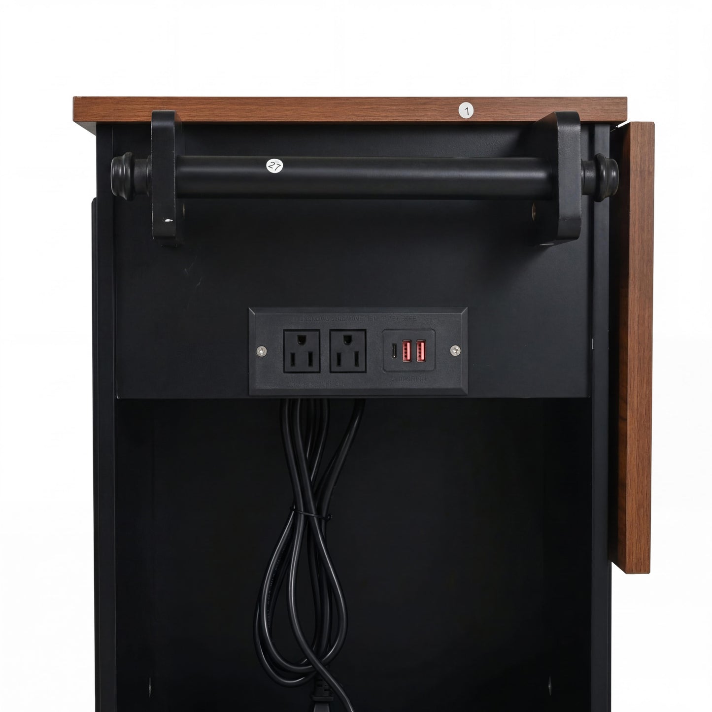 54" Mobile Kitchen Island with Glass Door Storage & Power Outlet